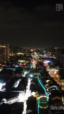 江苏无锡南长街步行街夜景航拍